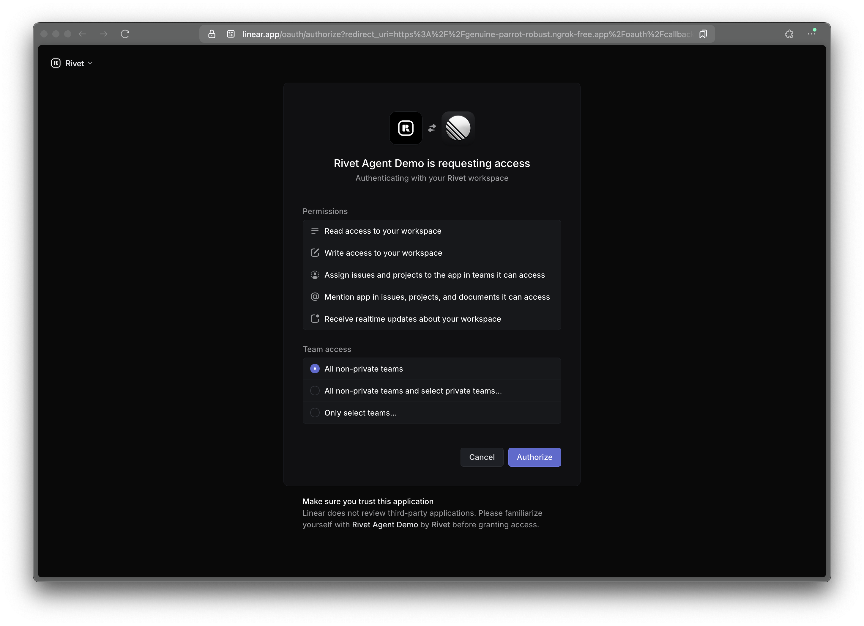 Authorize with Linear
